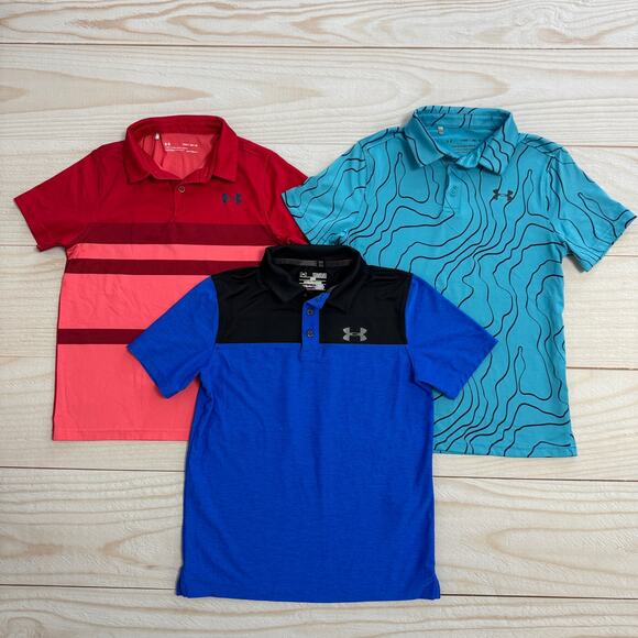 Under Armour Other - Lot Of 3 Under Armour Boys HeatGear Polo Shirt Loose Fit Youth Size Medium
